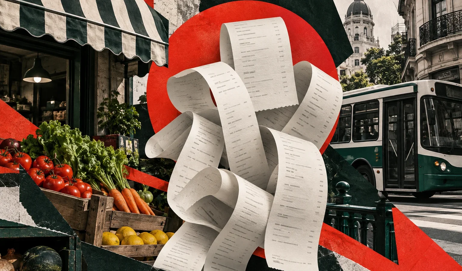 Collage conceptual de comercios y vida urbana porteña. No representa la reunión en Washington.