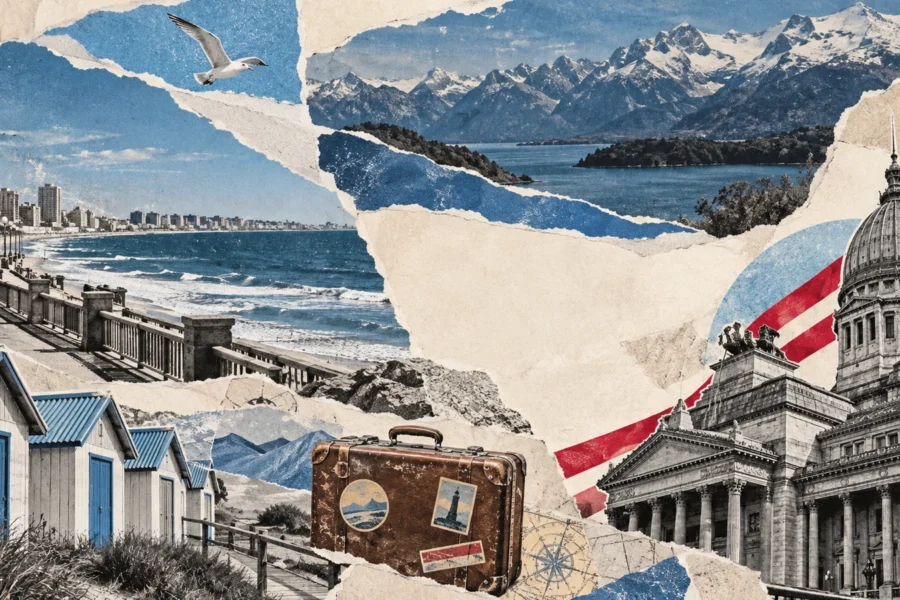 Collage conceptual original de La Red para diputados / turismo y financiamiento, generado con IA. No es fotografía documental ni representa una obra concluida o una reunión real.