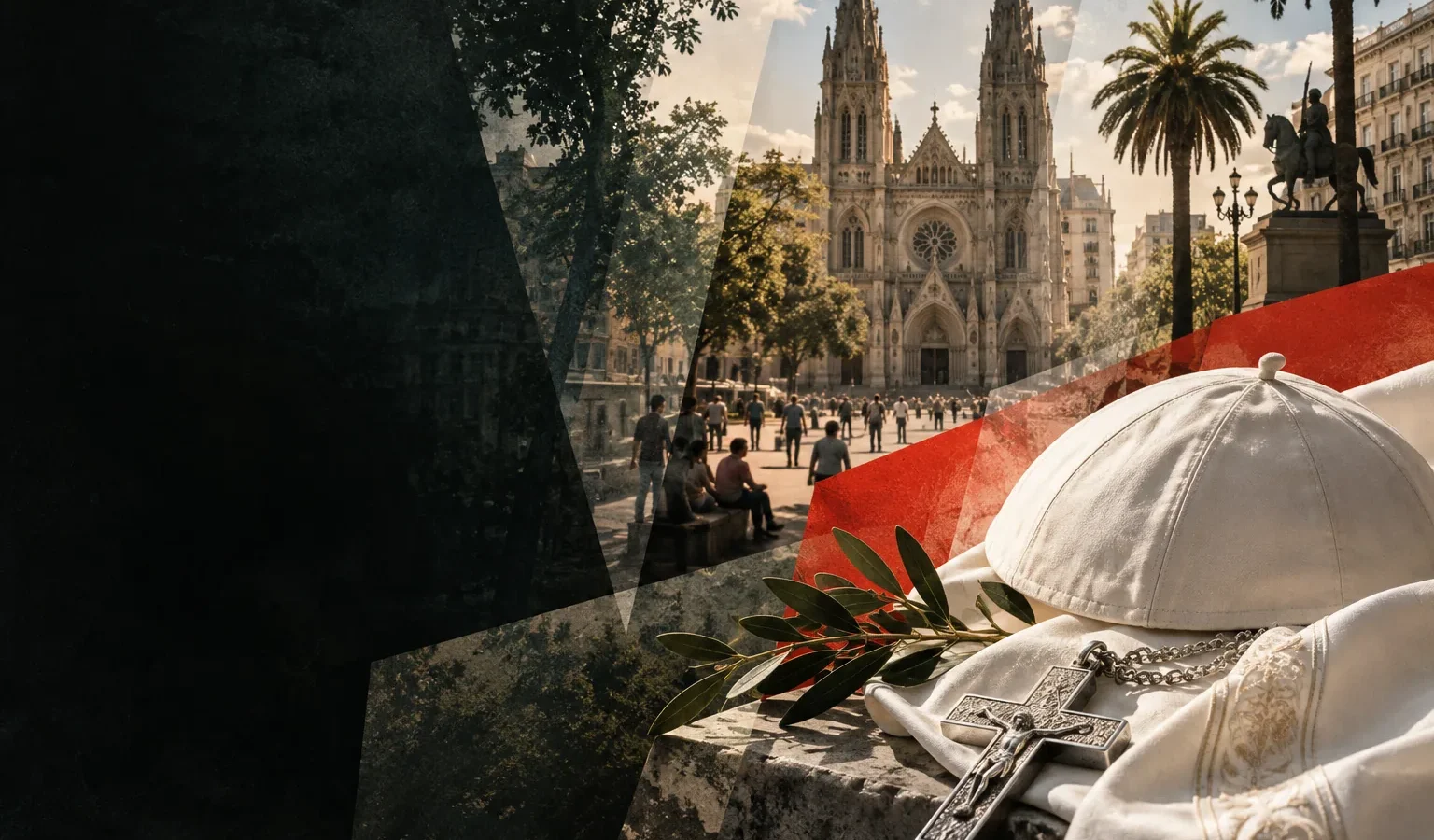 Collage editorial de archivo sobre la visita papal a la Argentina.