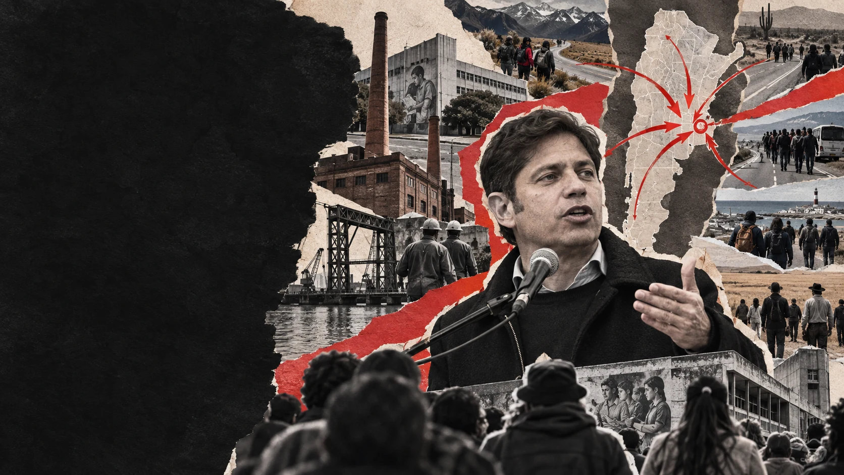 Collage editorial sobre Axel Kicillof, Avellaneda y la construcción territorial del MDF.