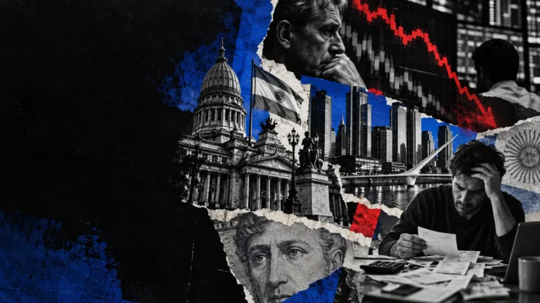 Collage editorial de El riesgo país tocó 555 y el CCL rozó los $1.600 en una jornada de mayor presión financiera.