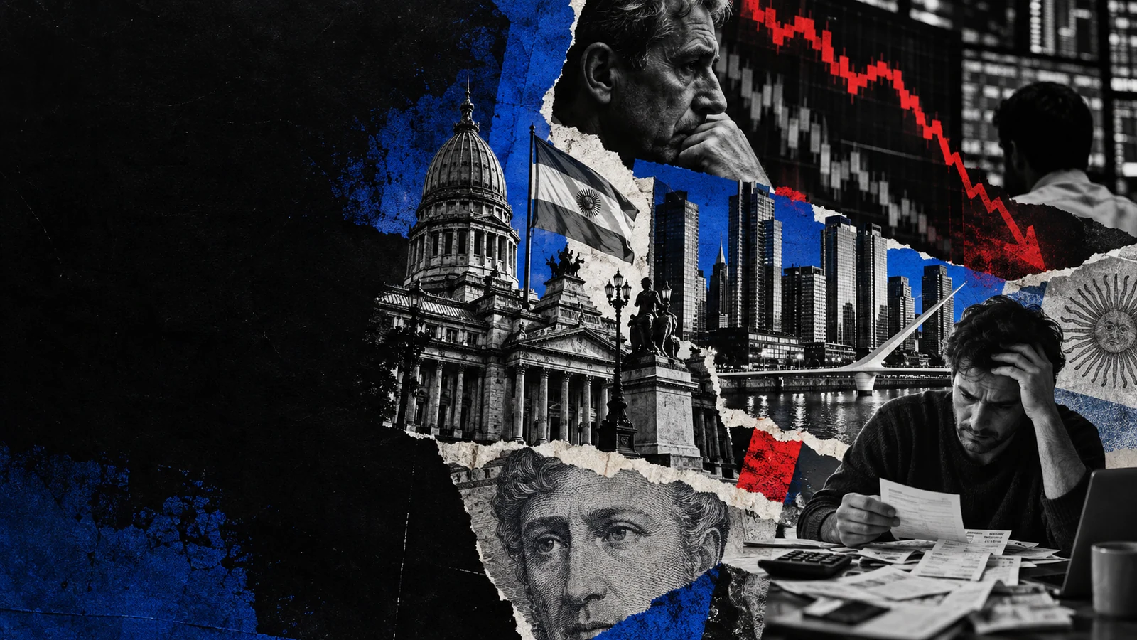 Collage editorial de El riesgo país tocó 555 y el CCL rozó los $1.600 en una jornada de mayor presión financiera.