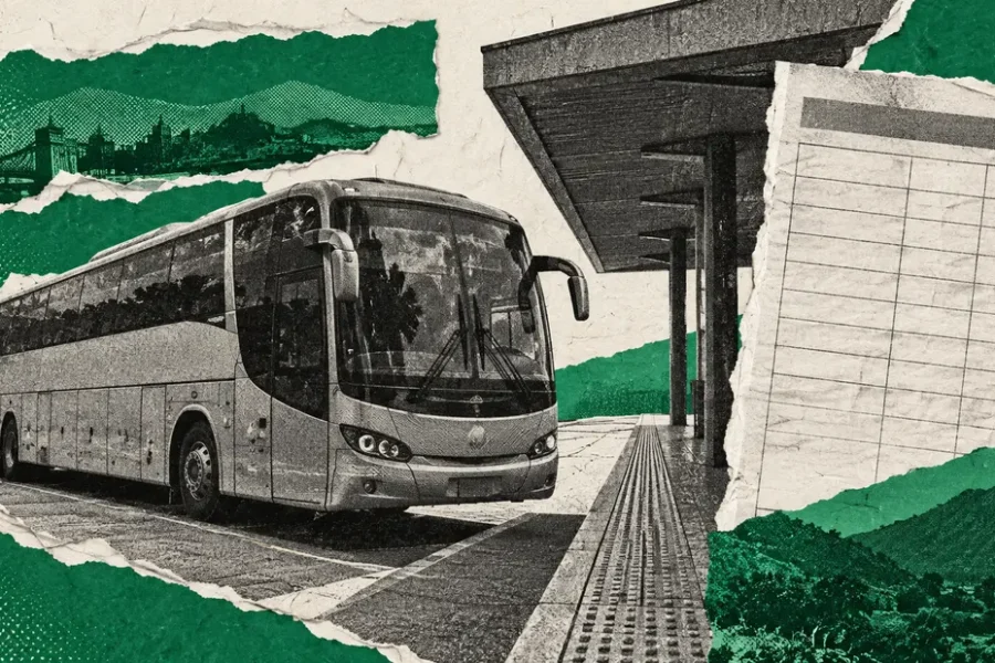 Collage conceptual. Córdoba: vuelven los interurbanos tras las asambleas. No es fotografía documental del hecho.