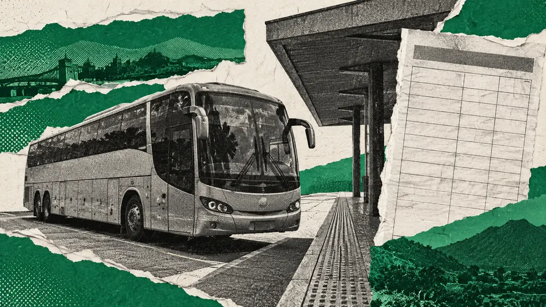 Collage conceptual. Córdoba: vuelven los interurbanos tras las asambleas. No es fotografía documental del hecho.