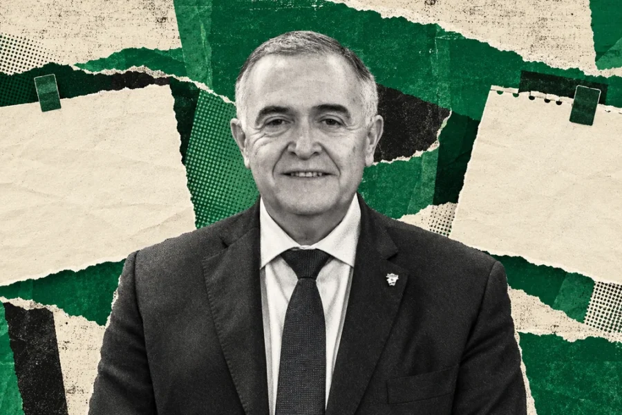 Jaldo de archivo en collage conceptual verde: autonomía provincial y disputa por la conducción del PJ tucumano