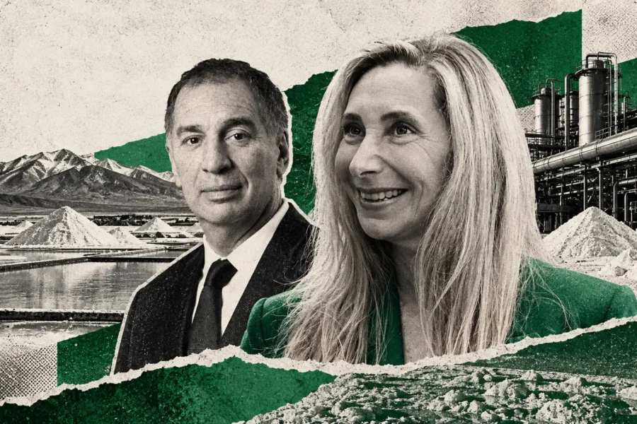 Collage editorial conceptual. Karina Milei y Santilli llevan su agenda a Salta por el litio. No es una fotografía del acontecimiento.