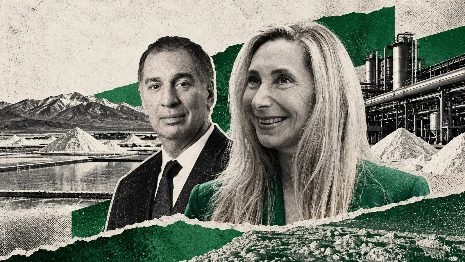 Collage editorial conceptual. Karina Milei y Santilli llevan su agenda a Salta por el litio. No es una fotografía del acontecimiento.