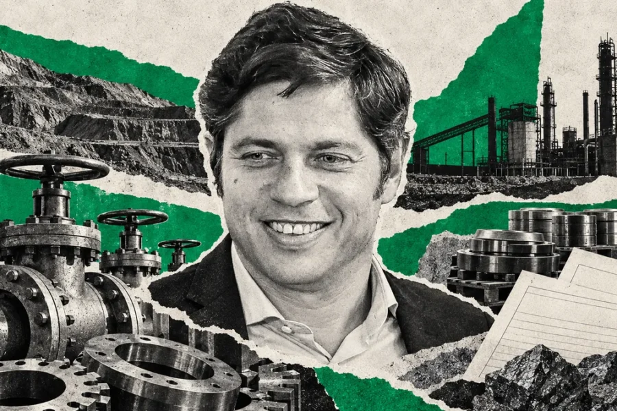 Collage conceptual con rostro de archivo de Axel Kicillof; contexto ilustrativo, no registro del hecho