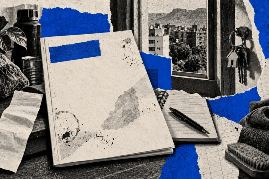 Collage conceptual nuevo de consumo y vivienda, sin personas ni documento oficial