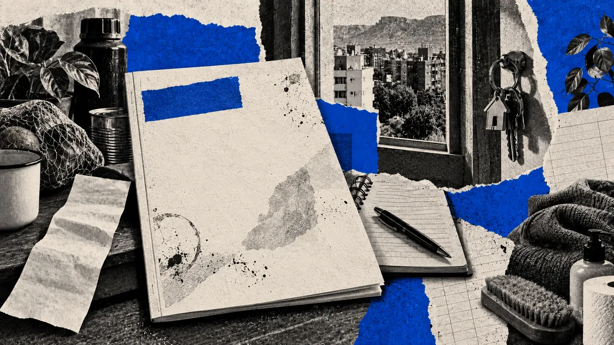 Collage conceptual nuevo de consumo y vivienda, sin personas ni documento oficial