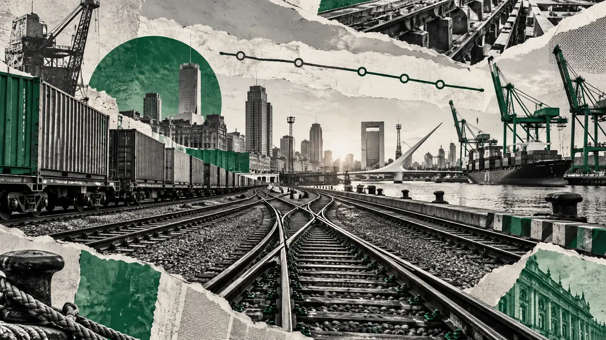 Collage conceptual de ciudad / infraestructura, sin protagonistas personales inventados.