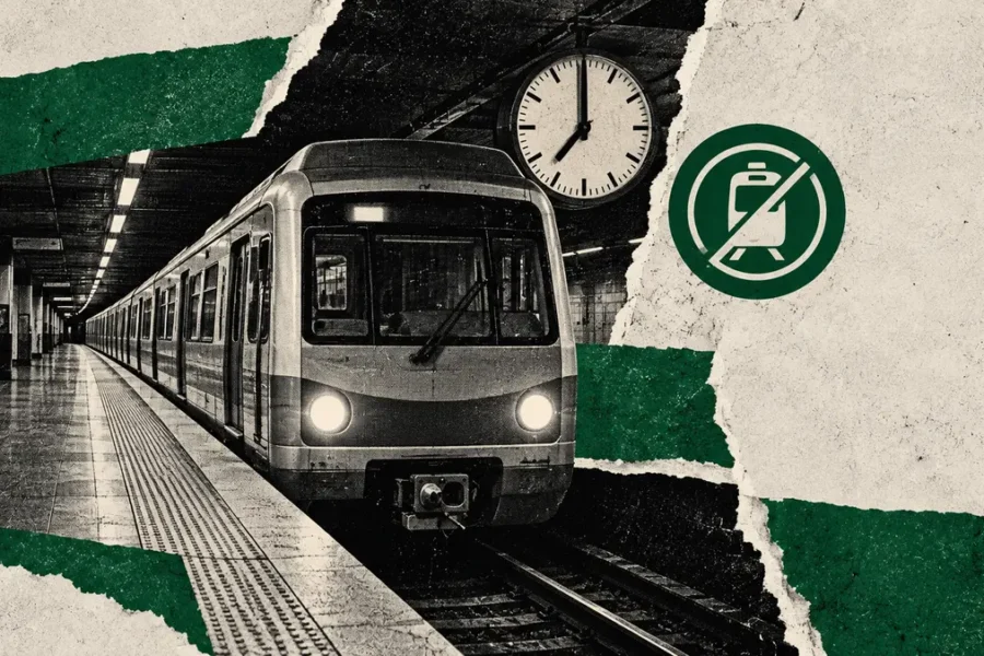 Collage editorial conceptual. Subte: anuncian un paro de la línea A desde las 19. No es una fotografía del acontecimiento.