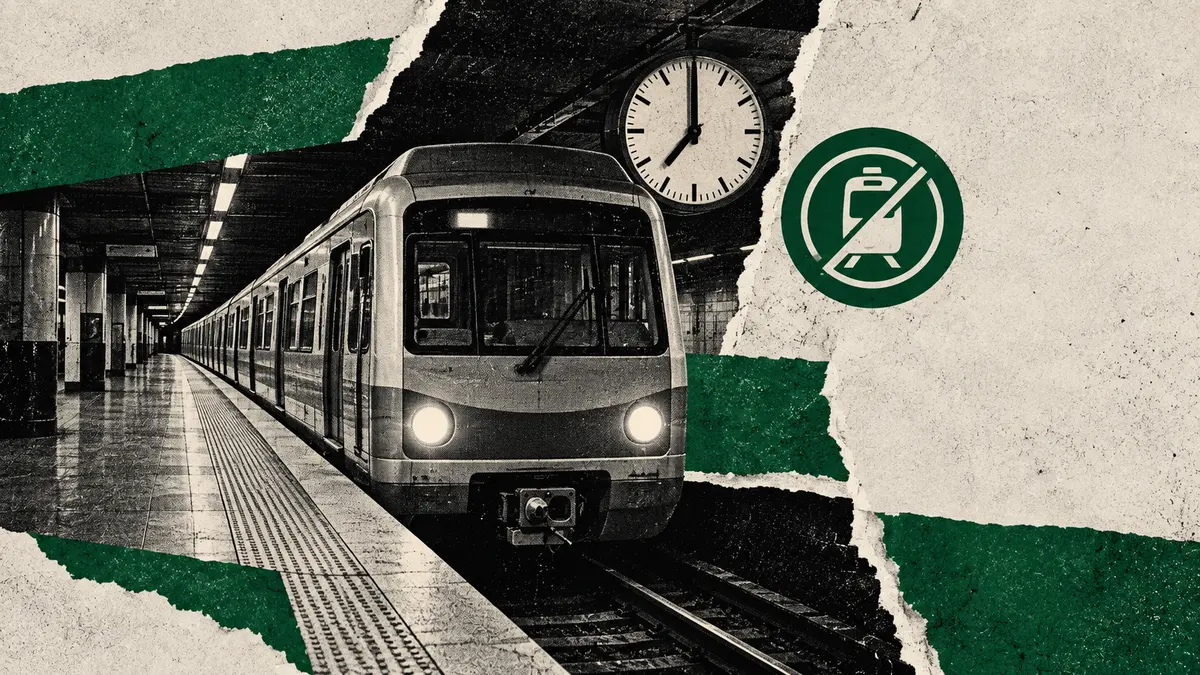 Collage editorial conceptual. Subte: anuncian un paro de la línea A desde las 19. No es una fotografía del acontecimiento.