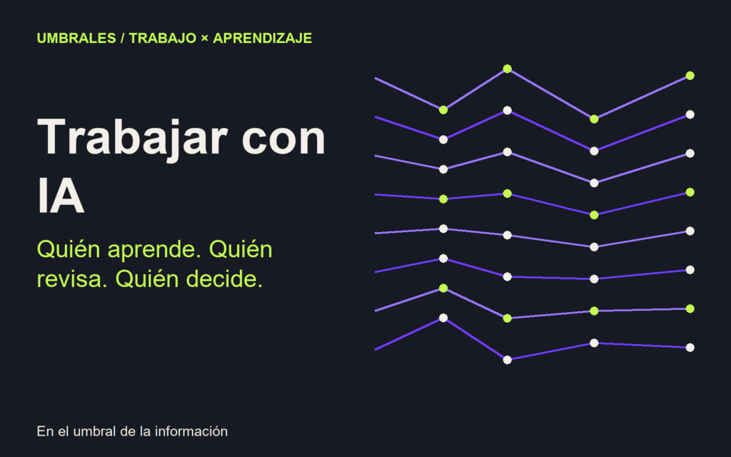Ilustración editorial sobre IA, trabajo y aprendizaje
