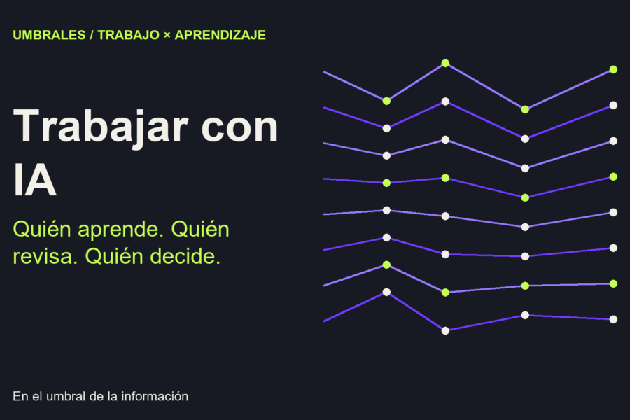 Ilustración editorial sobre IA, trabajo y aprendizaje