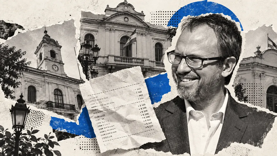 Collage editorial conceptual: Diego Valenzuela. Valenzuela abre la disputa por las tasas municipales. No es registro documental del acontecimiento.